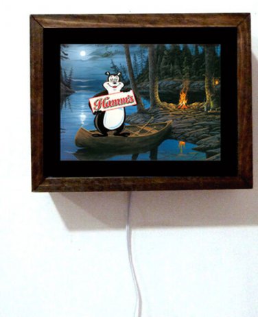 Hamm's Hamms Beer Bear Camping Tavern Bar Canoe Green Boat Light Lighted Sign