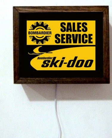 Ski-Doo Bombardier Snowmoble Motorcycle Repair Service Shop Light Lighted Sign