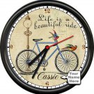 Personalized Name Retro Bicycle Cyclist Life Is A Beautiful Ride Sign Wall Clock