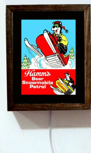 Hamms Beer Hamm's Snowmobile Snowmobiling Bear Retro Vintage Light Lighted Sign