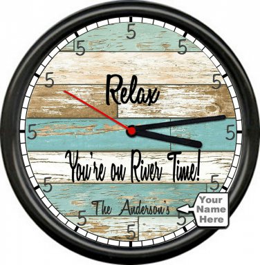 Lake Cabin Beach River Time  House Rustic Wood Look Style Sign Wall Clock NEW