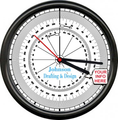 Protractor Geometry Architect Drafting Design Tools Personalized Sign Wall Clock