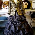 Black Gold French Venitian Masquerade Ball Gown Renaissance Hoop Dress 10 12 Lg