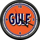 Gulf Gas Service Station Pump Attendant Retro Vintage Gasoline Sign Wall Clock