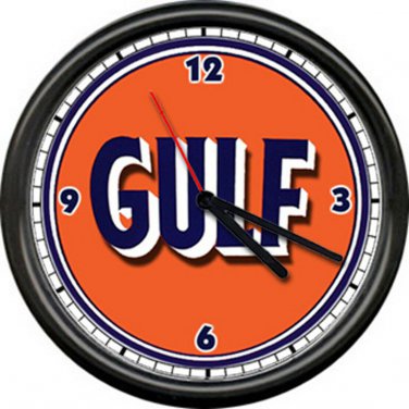 Gulf Gas Service Station Pump Attendant Retro Vintage Gasoline Sign Wall Clock