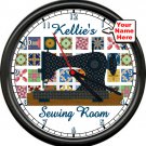 Personalized Your Name Sewing Room Seamstress Sew Machine Sign Wall Clock
