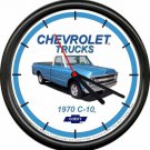 Licensed 1970 C-10 Blue Chevrolet Pickup Truck General Motors Sign Wall Clock