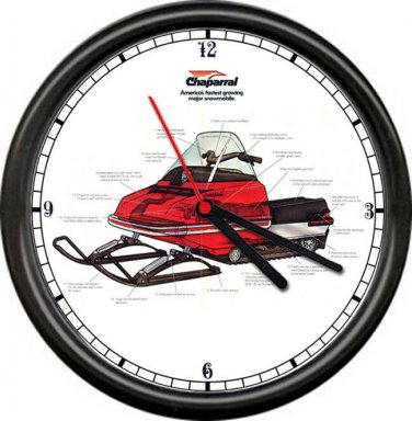 Chaparral Snowmobile Racing 70s Retro Vintage Denver CO Dealer Sign Wall Clock