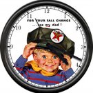 Texaco Gas Service Station Attendant Hat Retro Vintage Boy Pump Sign Wall Clock