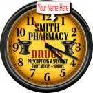 Personalized Pharmacy Pharmacist Vintage Retro Drug Store RX  Sign Wall Clock