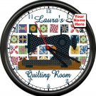 Personalized Your Name Quilting Room Sewing Seamstress Machine Sign Wall Clock