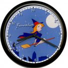 Bewitched Samantha Witch Broom Costume TV Show Sign Wall Clock