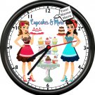 Cupcakes Cake Bakery Cupcake Girls Cute Cake Retro Vintage Style Sign Wall Clock
