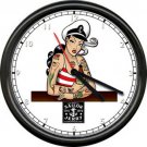 Sailor Jerry Rum Tattoo Shop Girl Retro Rockabilly Sign Wall Clock