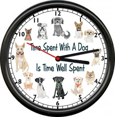 Time Spent With A Dog Is Well Spent Veterinarian Vet Clinic Gift Sign Wall Clock
