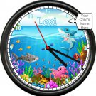 Personalized Name Shark Child's Room Bedroom Boy Girl Under Sea Wall Sign Clock