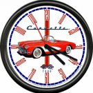 Licensed 1960 Red Chevy Corvette Chevrolet General Motors Retro Sign Wall Clock