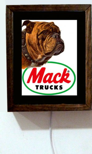 Mack Trucks Bull Dog Long Haul Driver Color Retro Vintage Light Lighted Sign