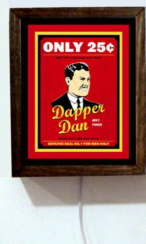 Dapper Dan Barber Shop Hair Pomade Retro Vintage Advertising Light Lighted Sign