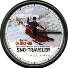 Polaris Snow Mobile Sno-Traveler Snowmobile Racing Dealer Sign Retro Wall Clock