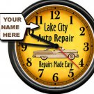 Personalized Auto Repair Mechanic Tool Shop Advertising Retro Sign Wall Clock
