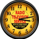 Sylvania Radio Television Service Tubes Sales Repair Technician Sign Wall Clock