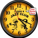Jazz Musician Your Name Saxophone Piano Bar Music Room Retro Sign Wall Clock
