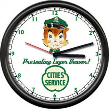 Cities Service Gas Station Beaver Retro Pump Sign Wall Clock
