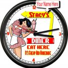 Personalized Ice Cream Parlor Shop Retro Diner Dairy Your Name Sign Wall Clock