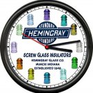 Hemingray Screw Electrical Glass Insulators Muncie IN Depression Sign Wall Clock