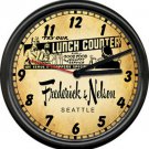Frederick & Nelson Retro Vintage  Lunch Counter Cafe Diner Sign Wall Clock