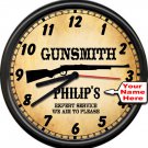 Personalized  Gun Shop Retro Vintage Gunsmith Firearms Rifle Sign Wall Clock