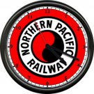 Northern Pacific Lines Railroad Train Conductor Advertising Sign Wall Clock