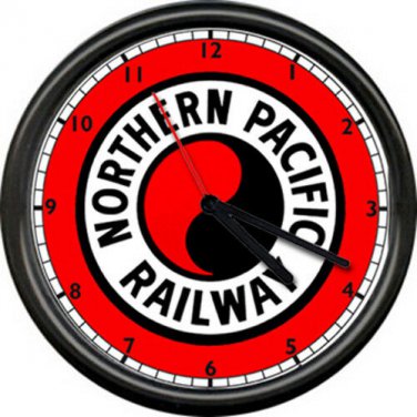 Northern Pacific Lines Railroad Train Conductor Advertising Sign Wall Clock