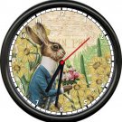 French Bunny Vintage Rabbit Spring Flowers Garden Sunflowers Sign Wall Clock French Bunny Vintage Rabbit Spring Flowers Garden Sunflowers Sign Wall Clock