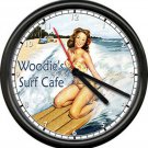Woody Beach Woodie Surf Club 60's Diner Cafe Wall Clock
