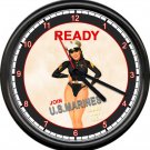 US Marine Corps USMC Sexy Pinup Girl In Marine Style Uniform Sign Wall Clock