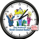 Personalized Your Name World's Greatest Real Estate Realtor Gift Sign Wall Clock