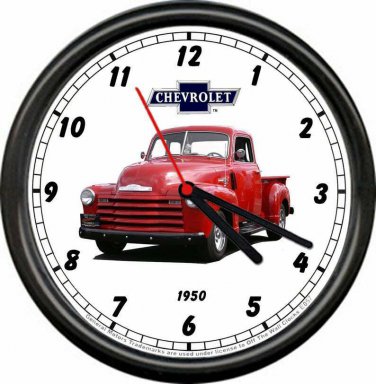 Licensed 1950 Red Chevrolet Chevy Pickup Truck General Motors Sign Wall Clock