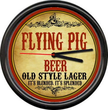Flying Pig When Fly Beer Ale Brewing Tavern Man Cave Retro Bar Sign Wall Clock