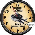 Your Name Snowmobile Sales Service Sports Cheetah Racing Vintage Sign Wall Clock