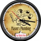 Plumbing Plumber Tools Retro Vintage Personalized Your Name Sign Wall Clock