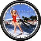 Water Ski Lake Coeur d'Alene Cd'A Idaho Spokane River Couer Beach Wall Clock
