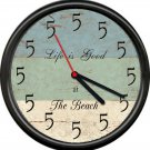 Life Is Good At The Beach Time Lake Cabin Decor Style Decor Sign Wall Clock