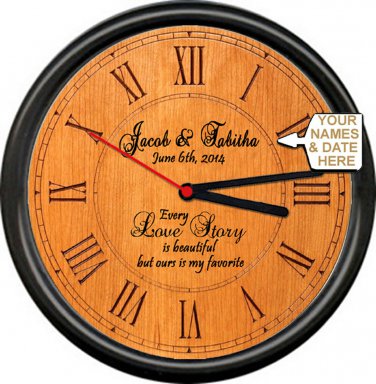 Personalized Wedding Anniversary Names Date Love Story Gift Sign Wall Clock