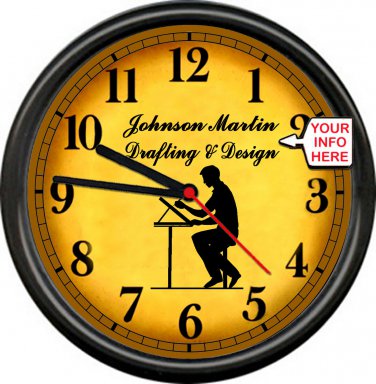 Drafting Drafter Architect Engineer Design Retro Vintage Personalized Sign Clock