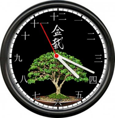 Bonsai Tree Japanese Juniper Azalea Ficus Chinese Elm Art Poster Sign Wall Clock