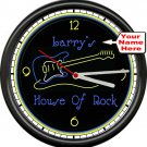 Personalized Neon Guitar House Of Rock & Roll Band Bar Music Sign Wall Clock