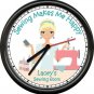 Personalized Sewing Makes Me Happy Craft Quilting Room Art Sign Wall Clock