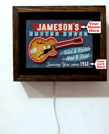 Personalized Your Name Guitar Shack Musician Sales Service Light Lighted Sign